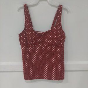 Lands' End Womens Square Neck Underwire Tankini Polka Dot $60 Regular, Tall